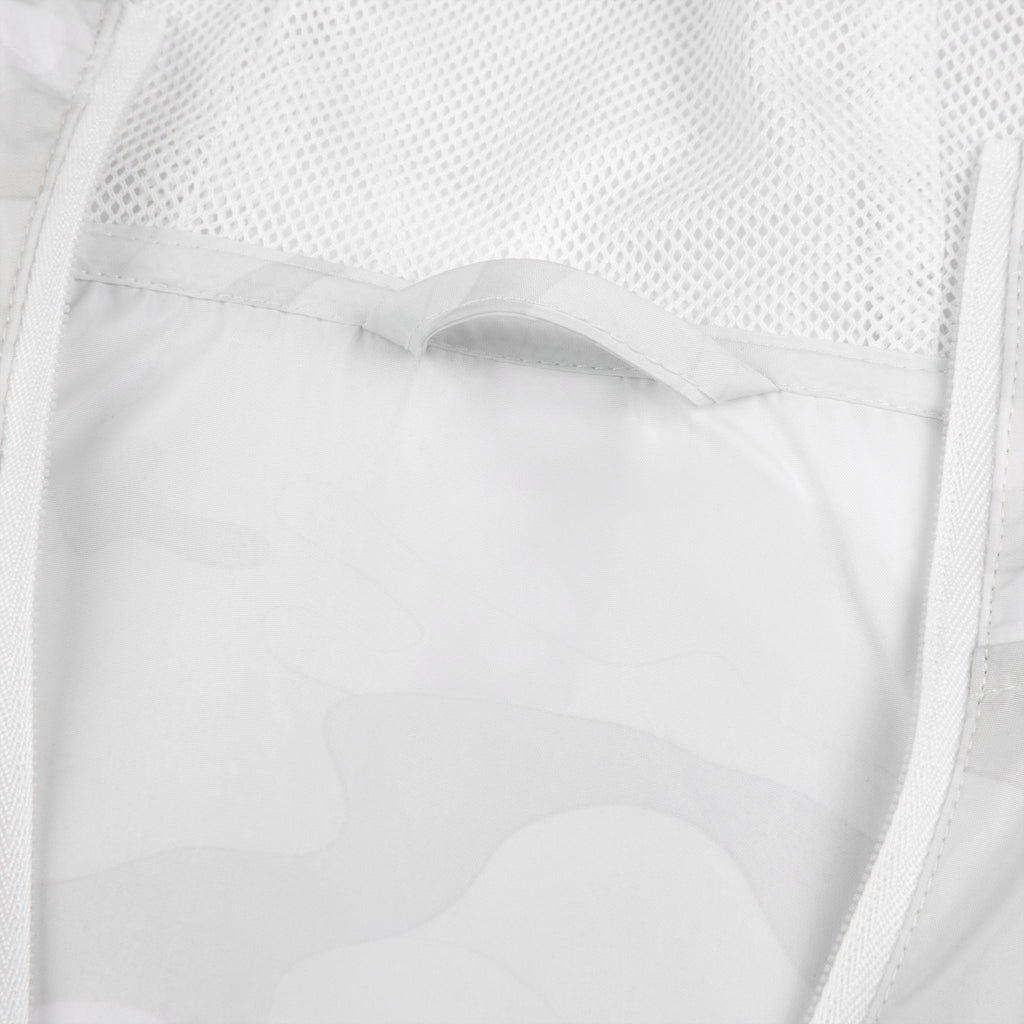 Fresh White Camo Windbreaker Jacket — Lightweight Full‑Zip Hooded Outerwear