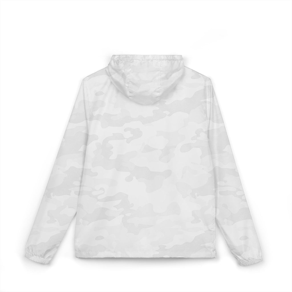 Fresh White Camo Windbreaker Jacket — Lightweight Full‑Zip Hooded Outerwear